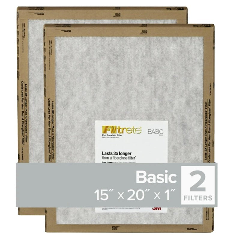 Filtrete FPL06-2PK-24 Air Filter, 20 in L, 15 in W, 2 MERV, For: Air Conditioner, Furnace and HVAC System (Pack of 24)