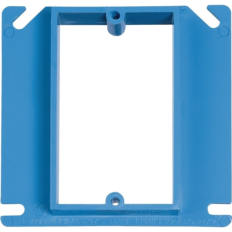 Carlon A410R-CAR Electrical Box Cover, 4 in L, 4 in W, Square, 1-Gang, Blue, PVC