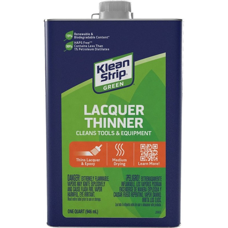 Klean Strip QKGL75009 Lacquer Thinner, Liquid, Water White, 1 qt, Can (Pack of 6)