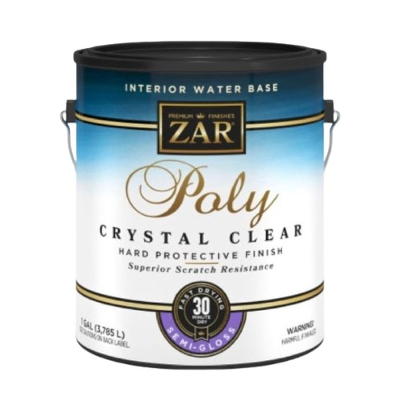 Aqua ZAR 34513 Polyurethane, Semi-Gloss, Liquid, Crystal Clear, 1 gal, Can (Pack of 2)