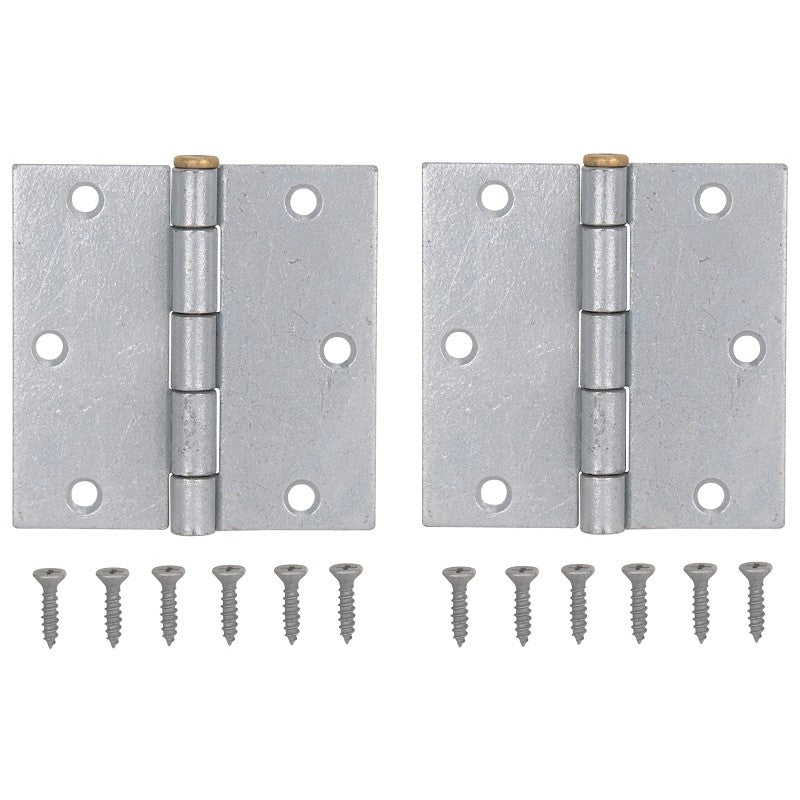 ProSource 20338MGS-PS Square Corner Door Hinge, Steel, Mechanical Galvanized, Loose Pin, 180 deg Range of Motion