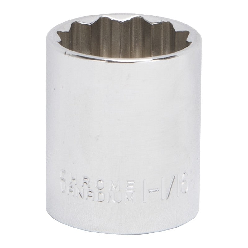 Vulcan MT6521348 Drive Socket, 1-1/16 in Socket, 1/2 in Drive, 12-Point, Chrome Vanadium Steel, Chrome
