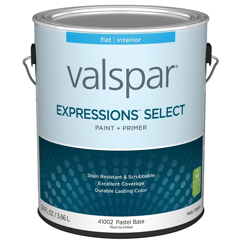 Valspar Expressions Select 4100 028.0041002.007 Latex Paint, Acrylic Base, Flat Sheen, Pastel Base, 1 gal (Pack of 4)
