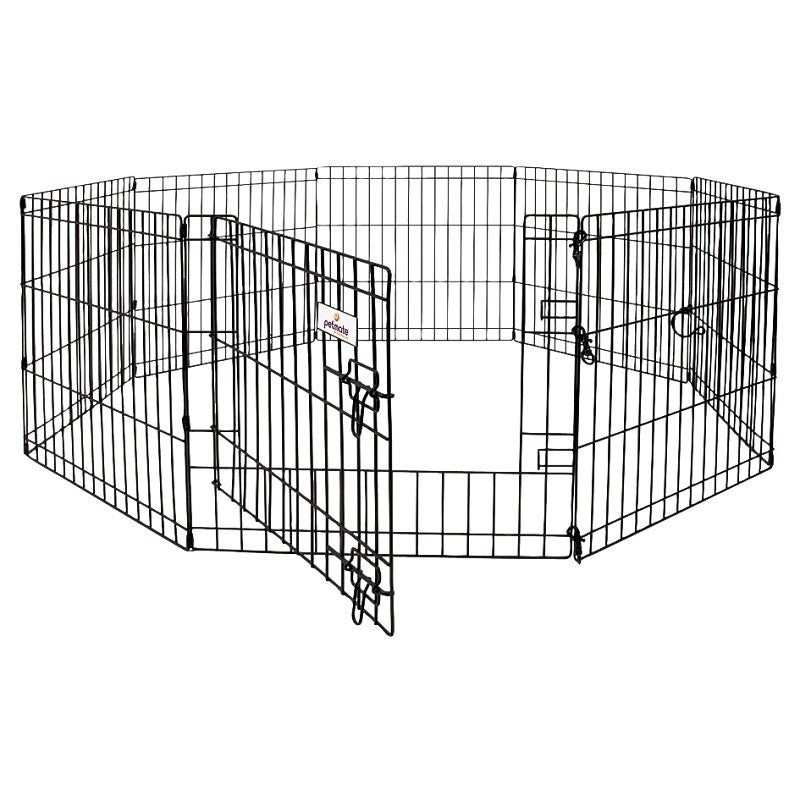 Petmate 55014 Exercise Pen with Door, 192 in OAL, 0.3 in OAW, 42 in OAH, Black