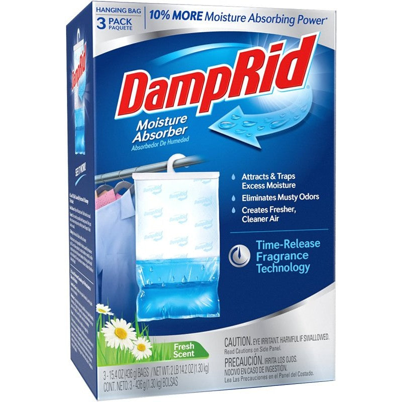 DampRid FG83FSSB Hanging Moisture Absorber, 15.4 oz Box, Solid, Fresh, Odorless