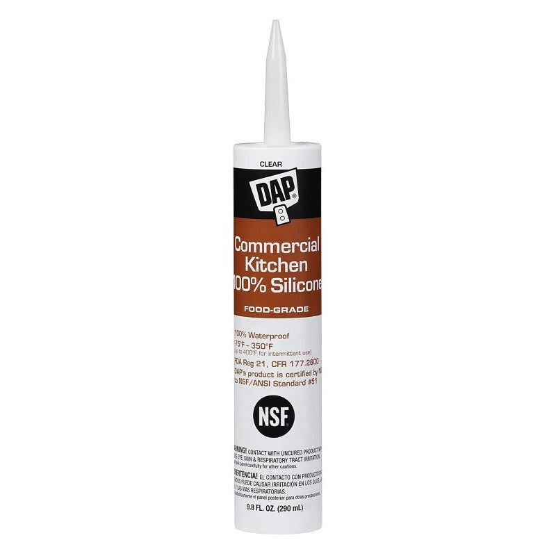 DAP 08658 Silicone Sealant, Clear, -75 to 350 deg F, 9.8 oz Cartridge