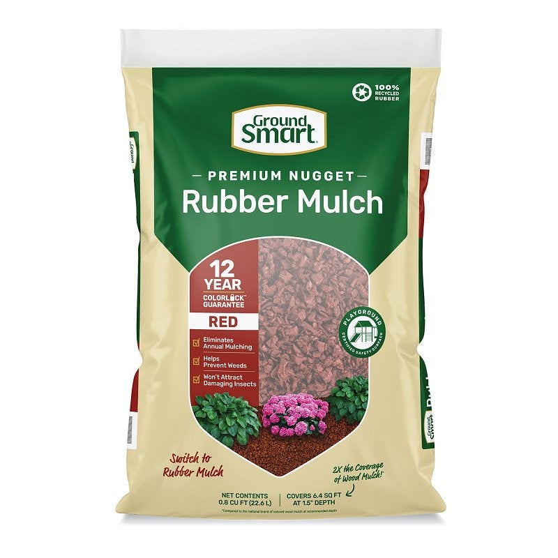GroundSmart GSNG08RD72 Landscape Mulch, Rubber, Cedar Red, 0.8 cu-ft