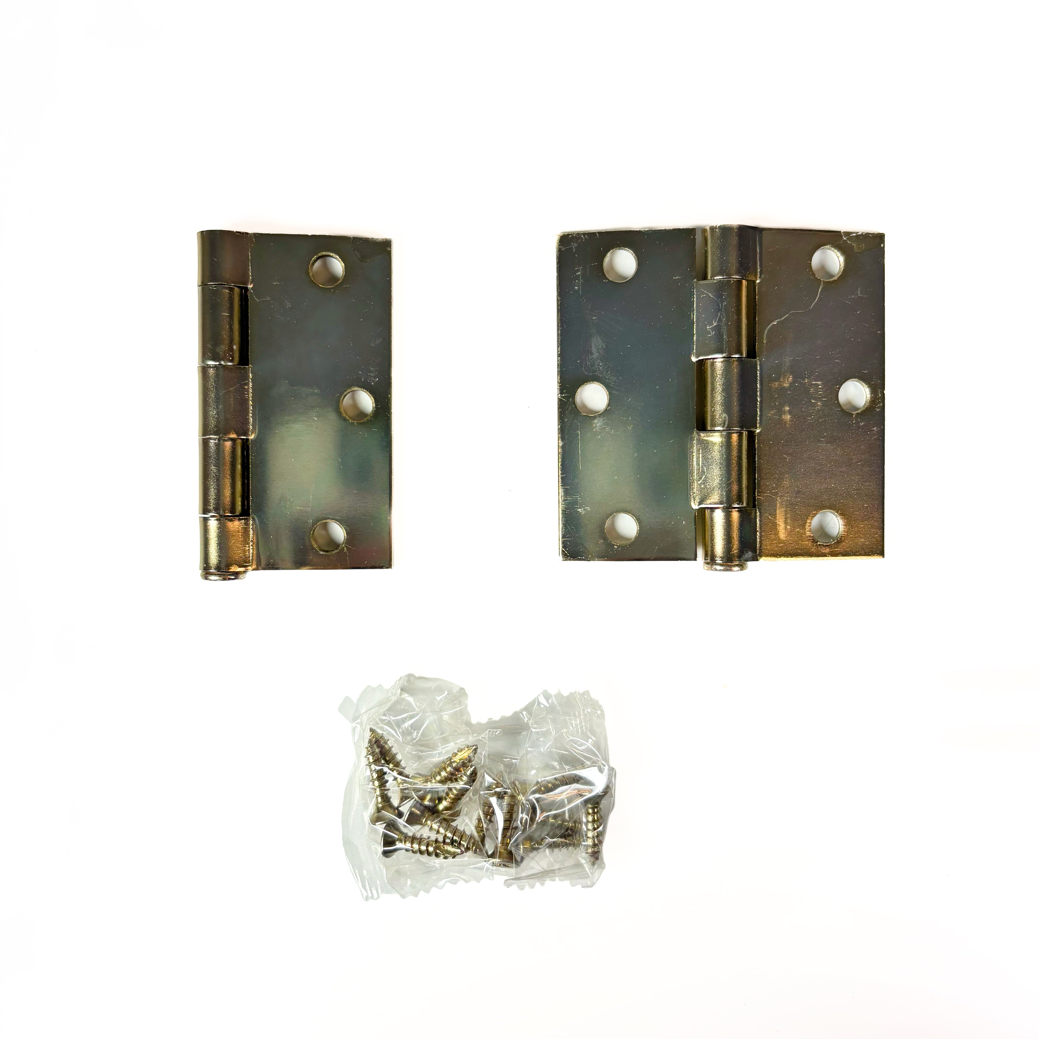 Door Hinges 3 Inch Square Corner Satin Brass 2 Pack (POS)