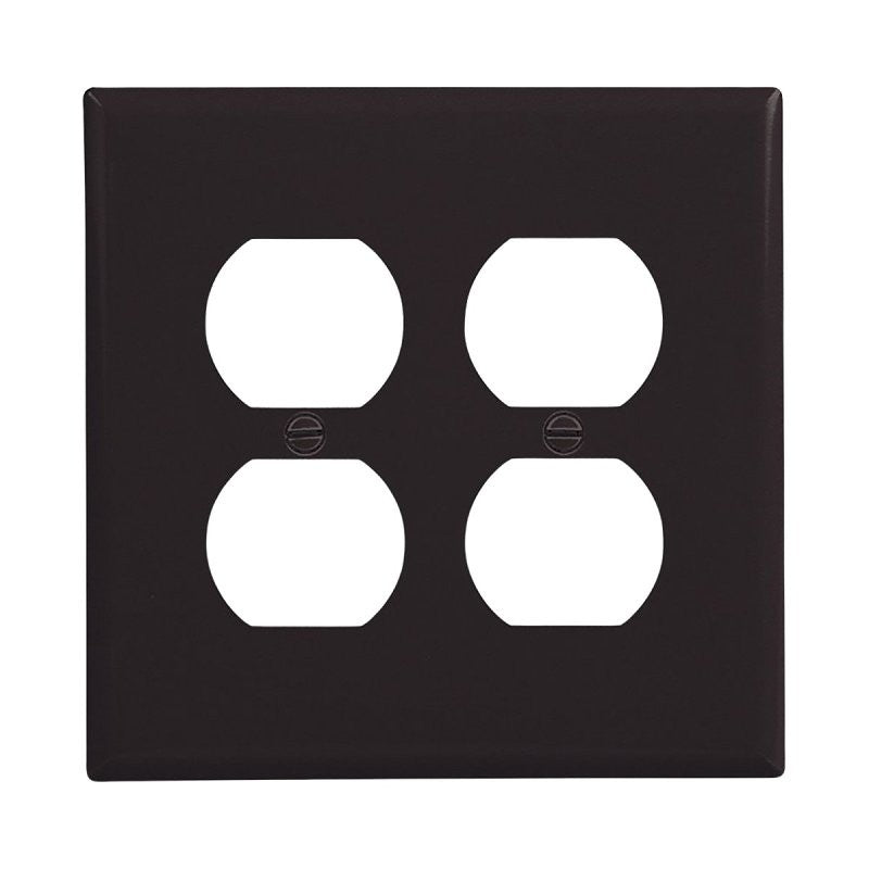 Eaton PJ82BK Receptacle Wallplate, 4.87 in L, 4.94 in W, Mid, 2-Gang, Polycarbonate, Black (Pack of 20)