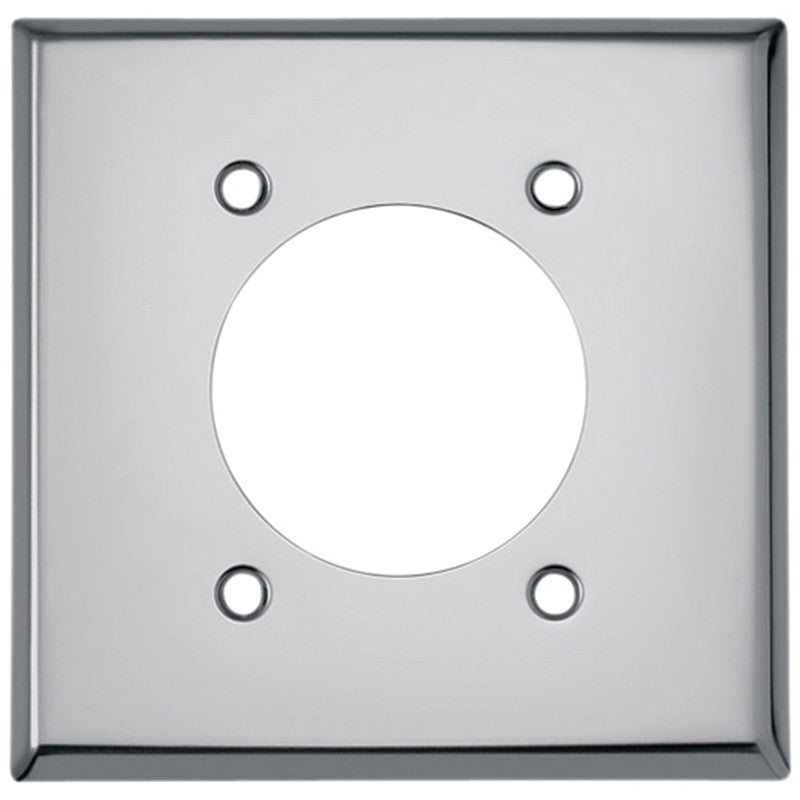 Eaton Wiring Devices 68-BOX Series Power Outlet Wallplate, Standard-Size, 4-1/2 in L, 4-9/16 in W, 2-Gang, Chrome