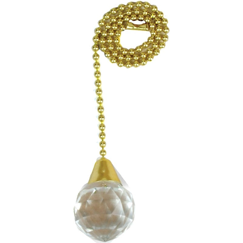 Jandorf 60320 Acrylic Sphere Pull Chain, 12 in L Chain, Solid Brass