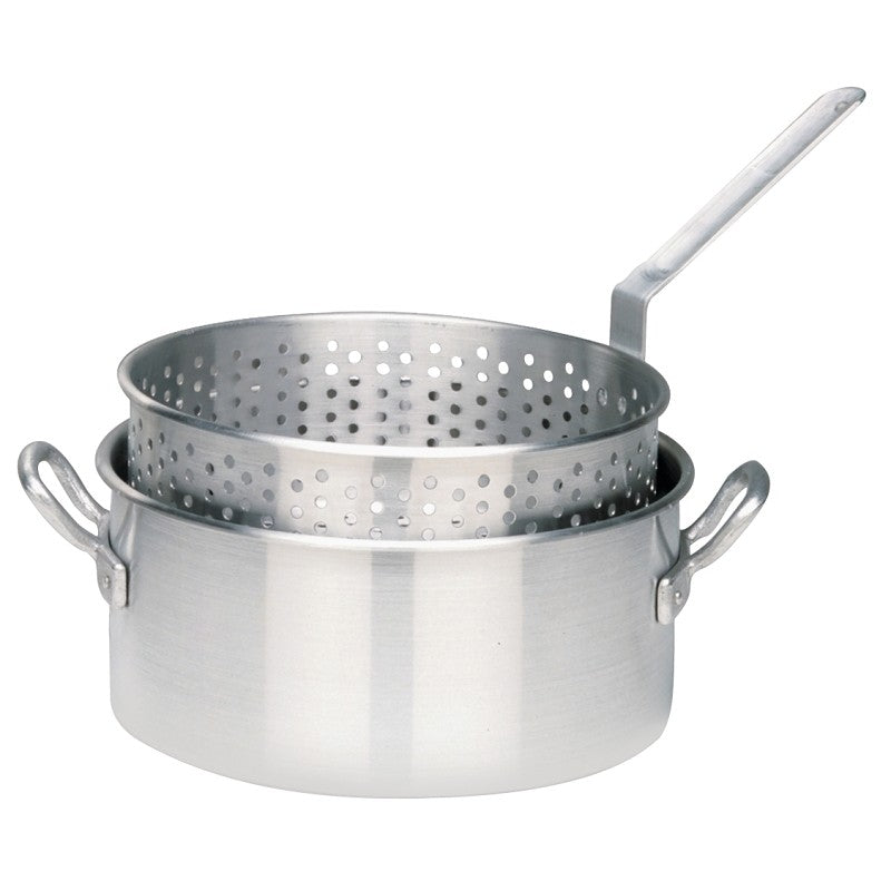 Bayou Classic 1201 Fryer Pot, 10 qt Capacity, 18 Gauge, Aluminum, Riveted Handle