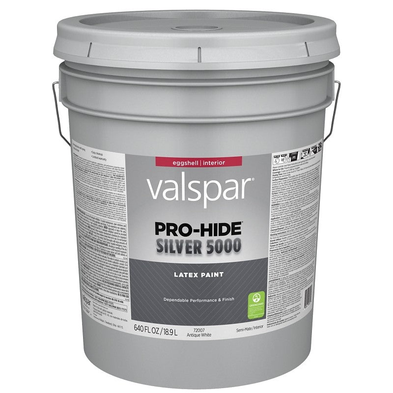 Pro-Hide Silver 5000 7200 028.0072007.008 Interior Paint, Eggshell Sheen, Antique White, 5 gal, Plastic Pail