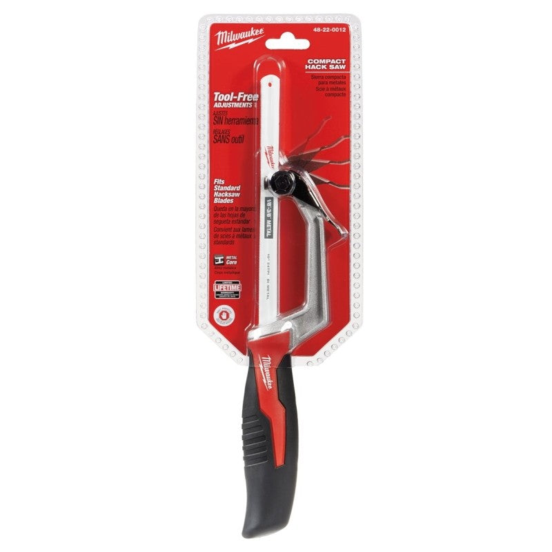Milwaukee 48-22-0012 Compact Hacksaw, 10 in L Blade, 14 TPI, Comfort-Grip Handle, Rubber Handle