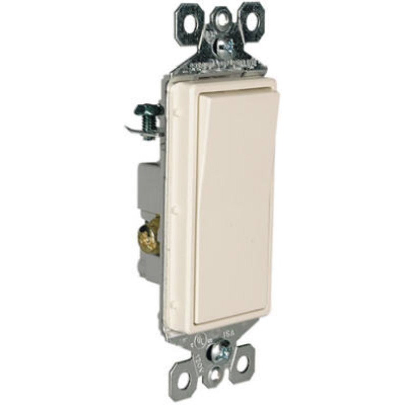 Legrand radiant Series TM873LACC10 Paddle Switch, 15 A, 120/277 VAC, Push Wire, Side Wire Terminal, Light Almond, 3-Pole