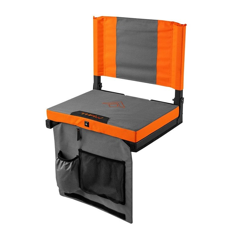 Thaw THA-BOD-1001 Heated Stadium Seat, 14-1/2 in W, 17.72 in H, Black/Orange Seat