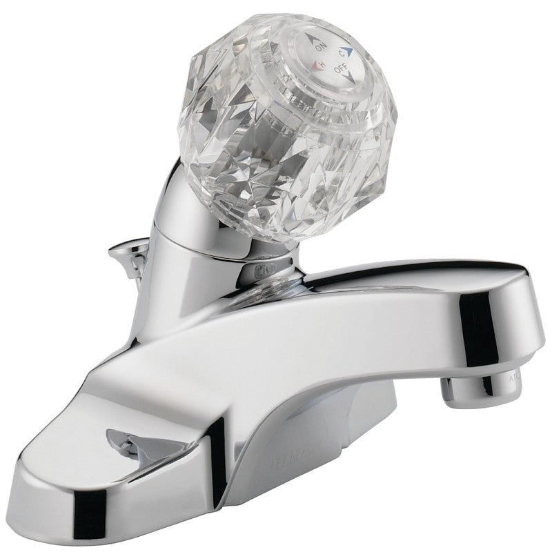 Peerless P188621LF Bathroom Faucet, 1.2 gpm, 1-Handle, Brass, Chrome Plated, Knob Handle, Standard Spout
