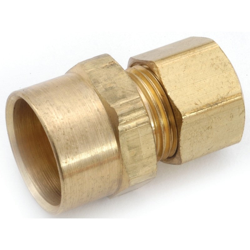 Anderson Metals 750086-0610 Tube Adapter, 3/8 x 5/8 in, Sweat x Compression, Brass