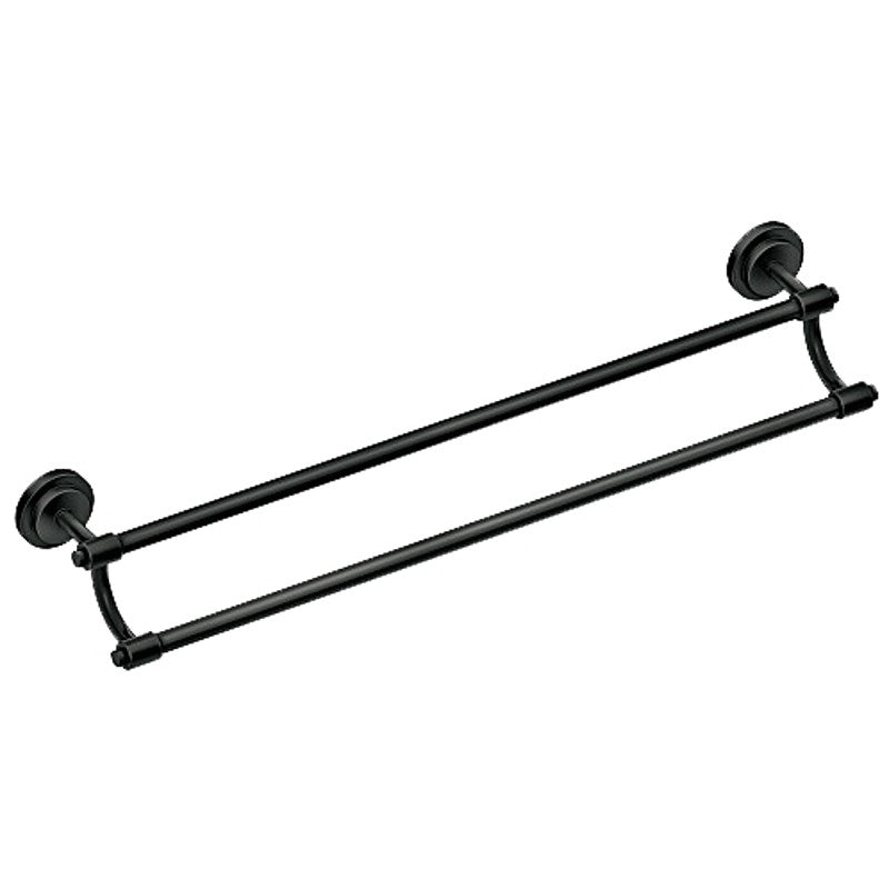 Moen Iso Series DN0722BL Towel Bar, 5.28 in Projection, 26.44 in OAL, 24 in L Rod, Aluminum/Zinc, Matte, Wall