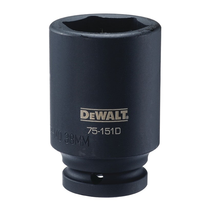DEWALT DWMT75151OSP Impact Socket, 38 mm Socket, 7/8 in D Socket, 3/4 in Drive, 6-Point, CR-440 Steel, Black Oxide