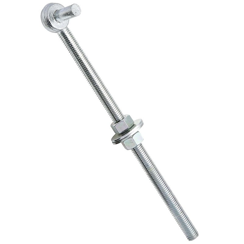 National Hardware N130-583 Series Full Threaded Bolt Hook, 12 in L, Steel, Zinc-Plated