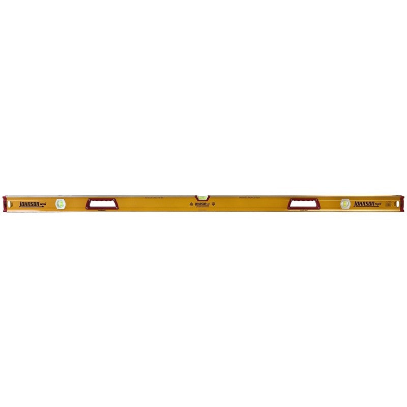 Johnson 1717-7200 Box Beam Level, 72 in L, 4-Vial, 2-Hang Hole, Non-Magnetic, Aluminum, Black/Yellow