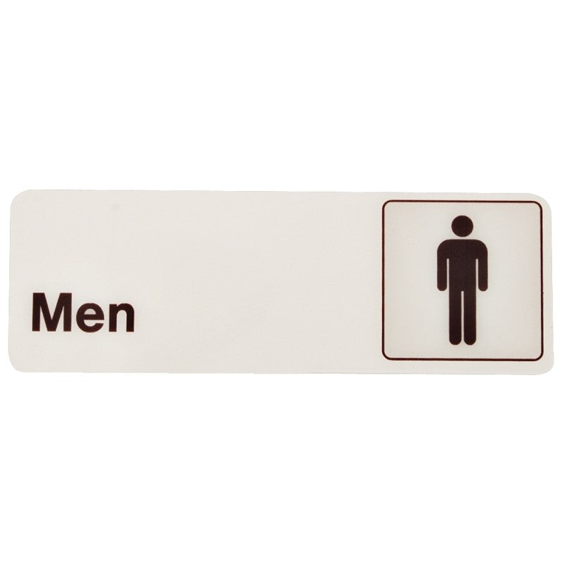 Hy-Ko D-4 Graphic Sign, Rectangular, Men, Dark Brown Legend, White Background, Plastic, 3 in W x 9 in H Dimensions (Pack of 5)