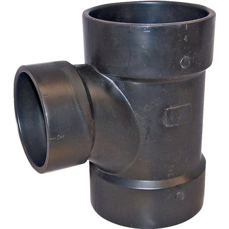 Canplas 102128LBC Reducing Sanitary Pipe Tee, 2 x 1-1/2 x 1-1/2 in, Hub, ABS, Black