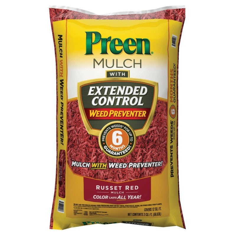 Preen 95456134 Mulch Plus Weed Barrier, Granular, Russet Red