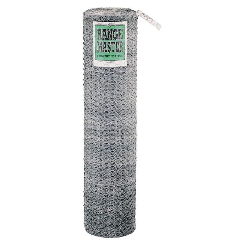 Rangemaster 6025 Poultry Net, 50 ft L, 24 in W, 20 Gauge, Hexagonal Mesh, 2 in Mesh, Steel