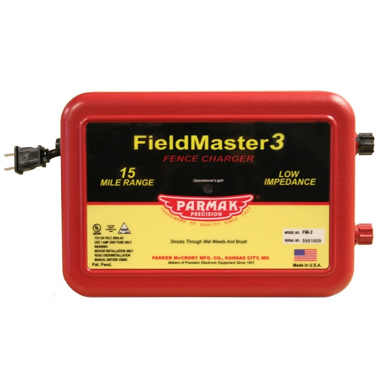 Parmak VM3/FM3 Electric Fence Charger, 0.99 to 2.5 J Output Energy, 110/120 V