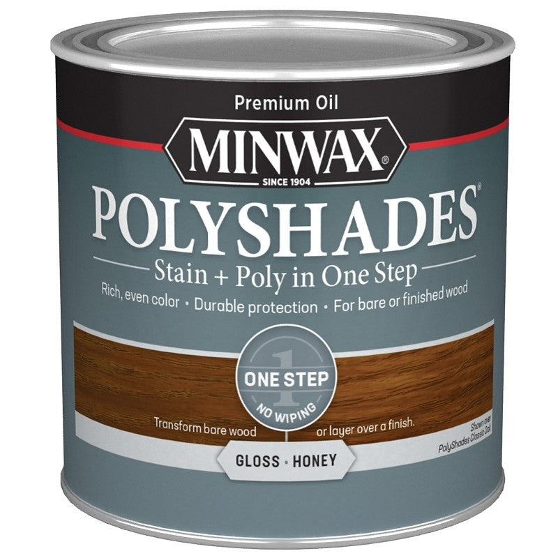 Minwax 214964444 Waterbased Polyurethane Stain, Gloss, Liquid, Honey, 0.5 pt (Pack of 4)