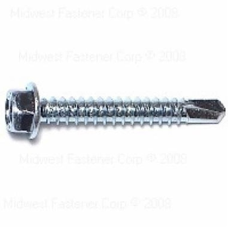 Midwest Fastener 10284 Screw, #12 Thread, 1-1/2 in L, Washer Head, Hex Drive, Self-Drilling Point, 1 PK