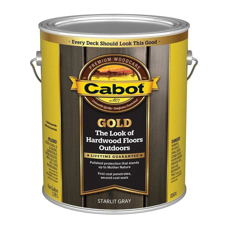 Cabot 140.0003474.007 Deck Varnish, Satin, Starlit Gray, Liquid, 1 gal (Pack of 4)