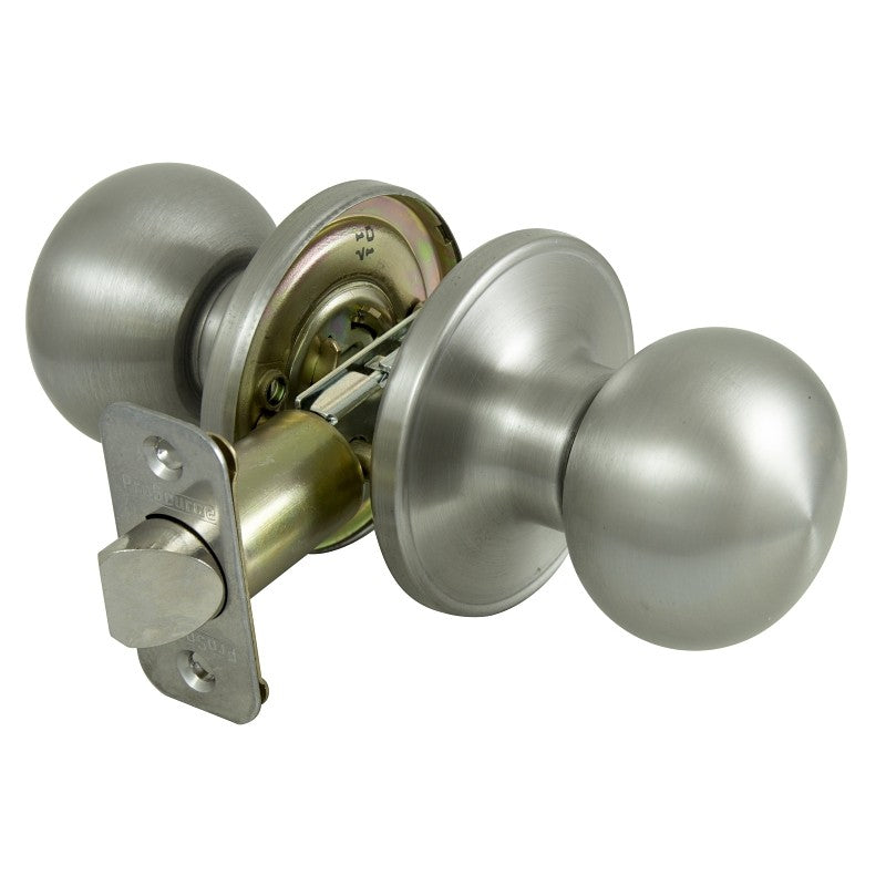 ProSource T9630BRA4V Passage Knob, Metal, Stainless Steel, 2-3/8 to 2-3/4 in Backset, 1-3/8 to 1-3/4 in Thick Door