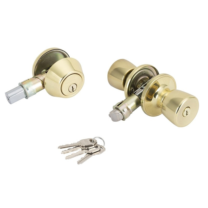 ProSource T-5764-D101PB Combination Lockset, Brass, Polished Brass (Pack of 3)