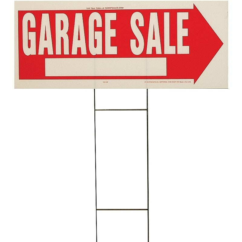 Hy-Ko RS-804 Lawn Sign, Garage Sale, White Legend, Plastic, 24 in W x 9-1/2 in H Dimensions (Pack of 5)
