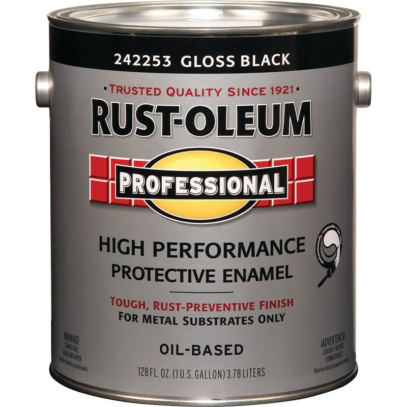 RUST-OLEUM PROFESSIONAL 242253 Protective Enamel, Gloss, Black, 1 gal Can (Pack of 2)