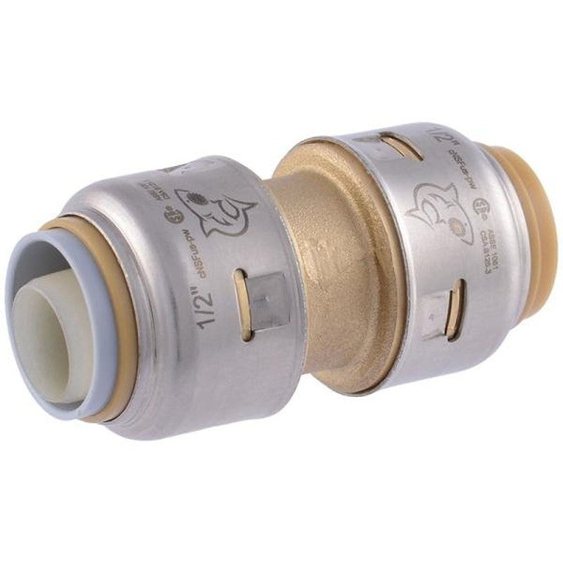 SharkBite UR4008A Coupling, 2.1 in, 1/2 in, Brass, 250 psi Pressure