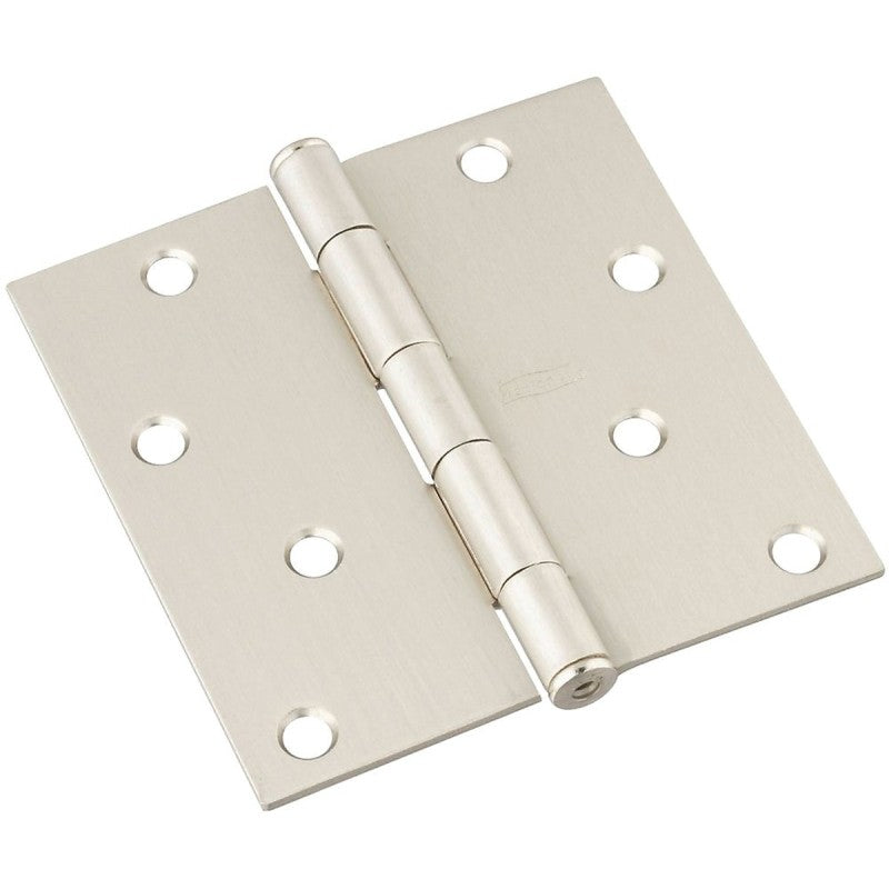 National Hardware N830-249 Door Hinge, Steel, Satin Nickel, Non-Rising, Removable Pin, Full-Mortise Mounting, 55 lb