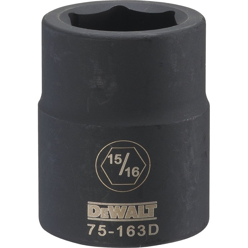 DEWALT DWMT75163OSP Impact Socket, 15/16 in Socket, 23/32 in D Socket, 3/4 in Drive, 6-Point, CR-440 Steel, Black Oxide
