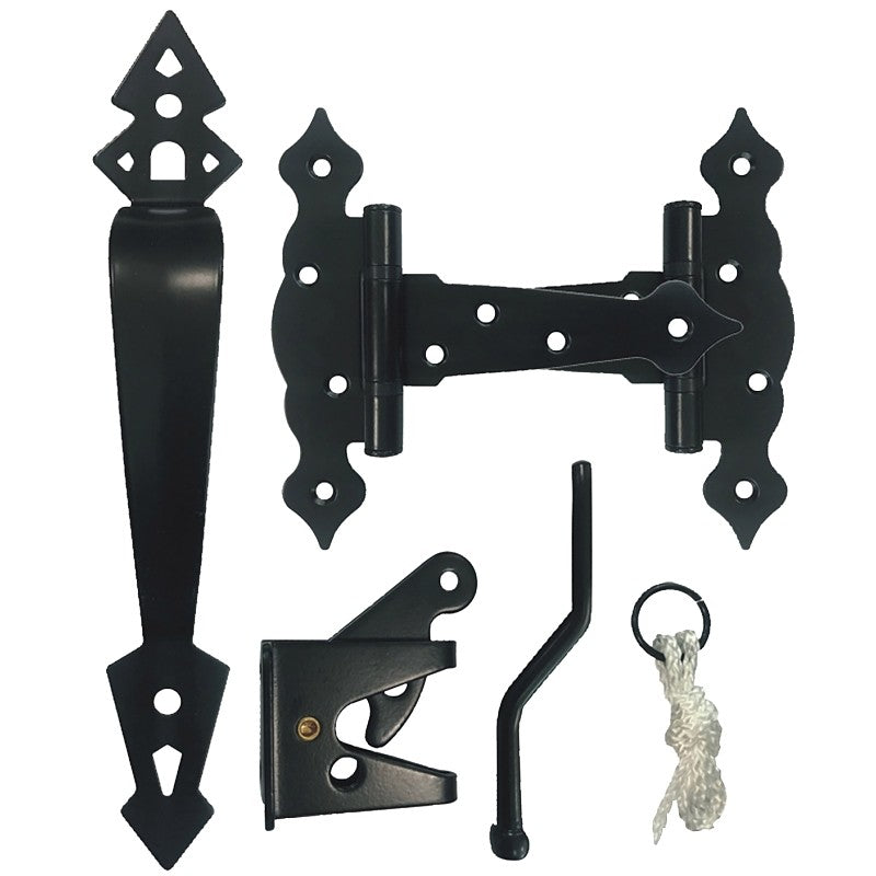 Nuvo Iron HDWGCKH/B Heavy-Duty Decorative Gate Combo Kit, Galvanized Steel, Black, Powder-Coated Satin