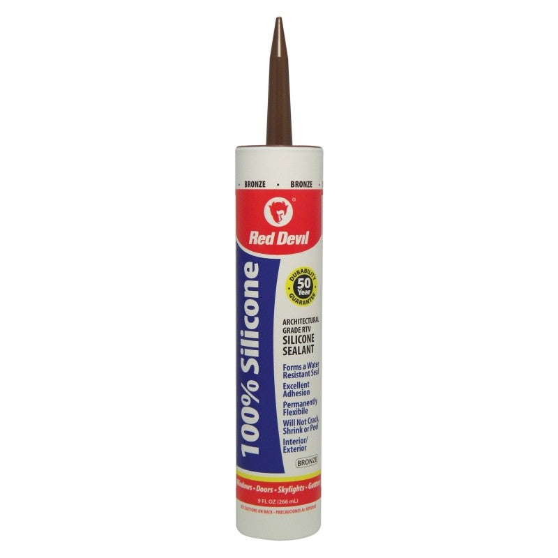 Red Devil 081640 Silicone Sealant, Bronze, -60 to 400 deg F, 9 fl-oz Cartridge (Pack of 12)