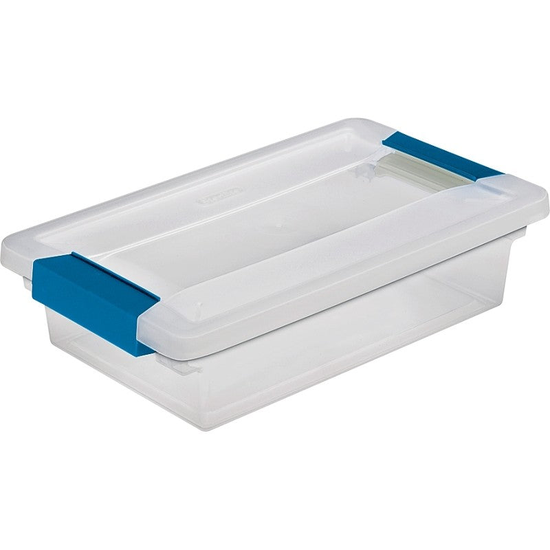 Sterilite 19618606 Clip Box, Plastic, Blue Aquarium/Clear, 11 in L, 6-5/8 in W, 2-3/4 in H (Pack of 6)