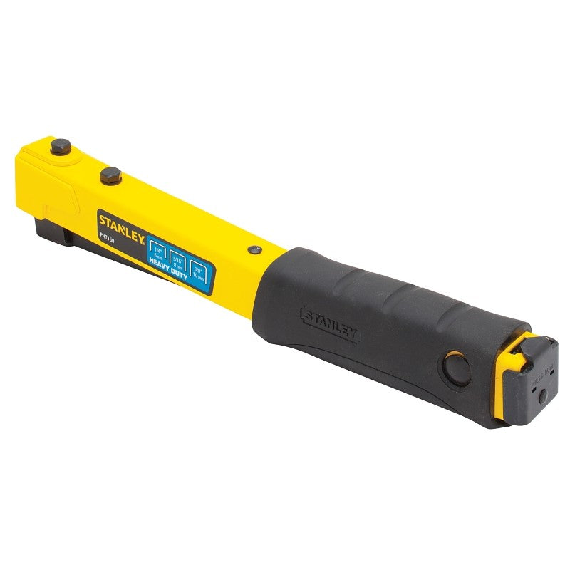 STANLEY PHT150C Hammer Tacker, 168 Magazine, 27/64 in W Crown, 1/4 to 3/8 in L Leg, Steel Staple, Yellow
