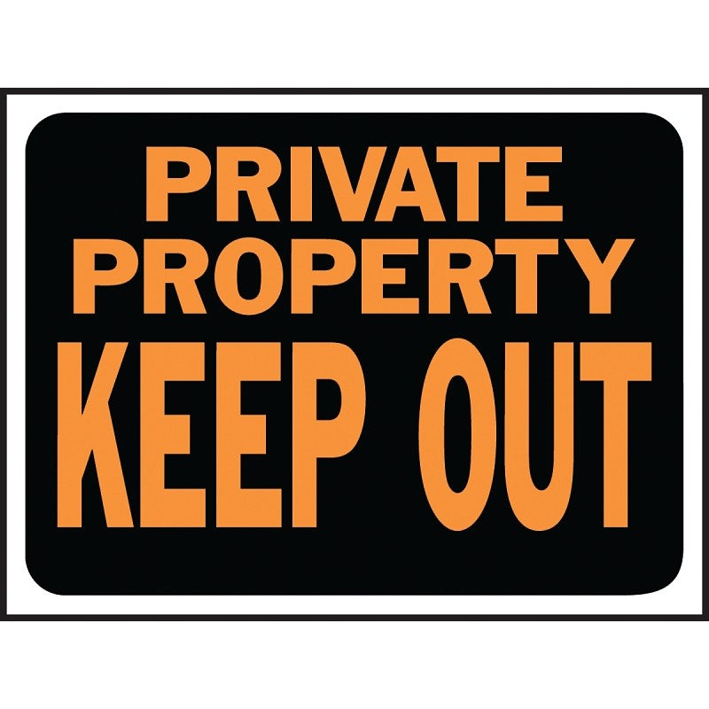 Hy-Ko Hy-Glo Series 3016 Identification Sign, Rectangular, PRIVATE PROPERTY KEEP OUT, Fluorescent Orange Legend, Plastic (Pack of 10)