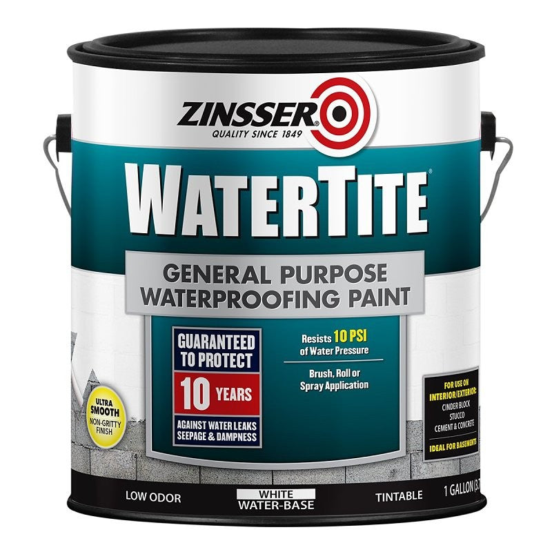 Zinsser 369381 Waterproofing Paint, Flat, Liquid, White, 1 gal