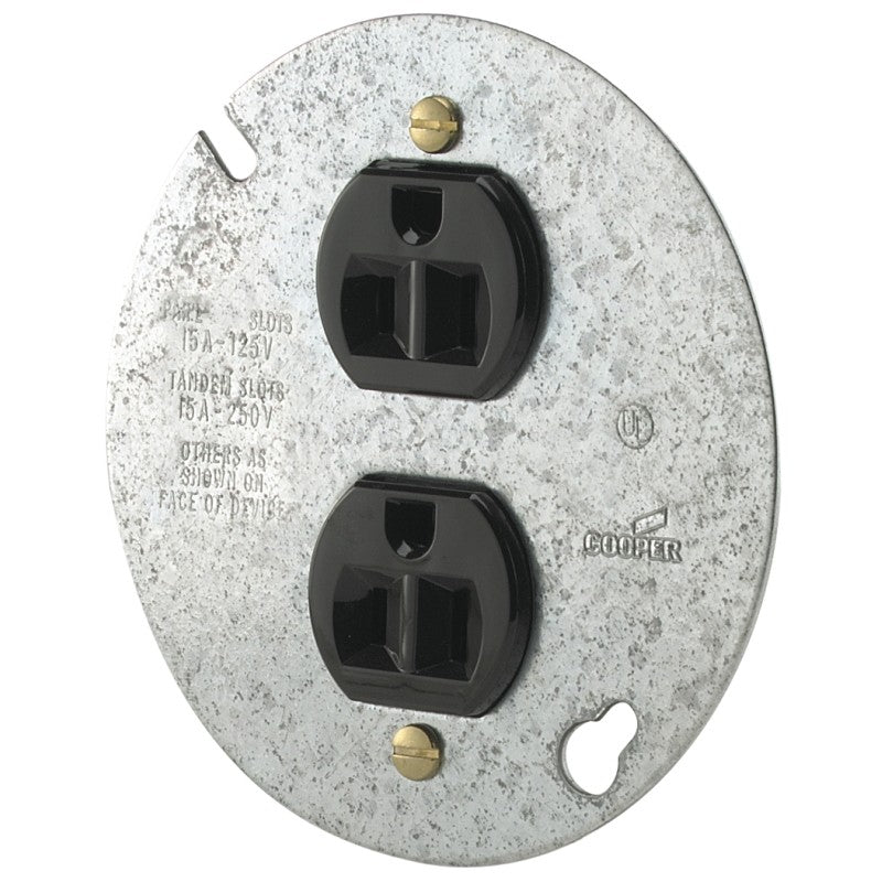 Eaton Wiring Devices 869-BOX Duplex Receptacle, 2 -Pole, 15 A, 125 V, Back, Side Wiring, NEMA: 5-15R, Brown