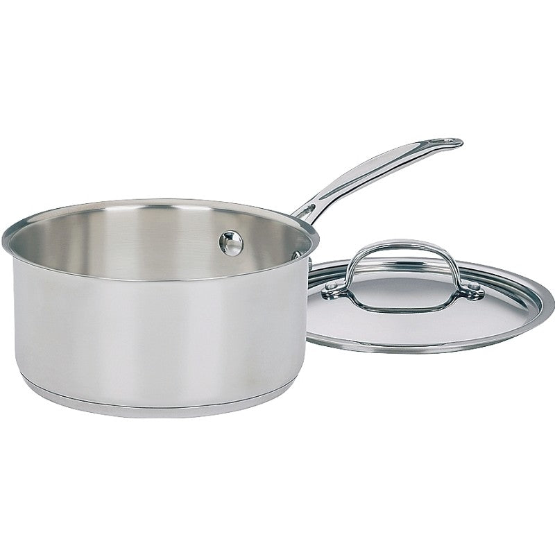 Cuisinart Chef's Classic 719-18 Sauce Pan with Cover, 2 qt Capacity, Aluminum, Polished Mirror, Riveted Handle