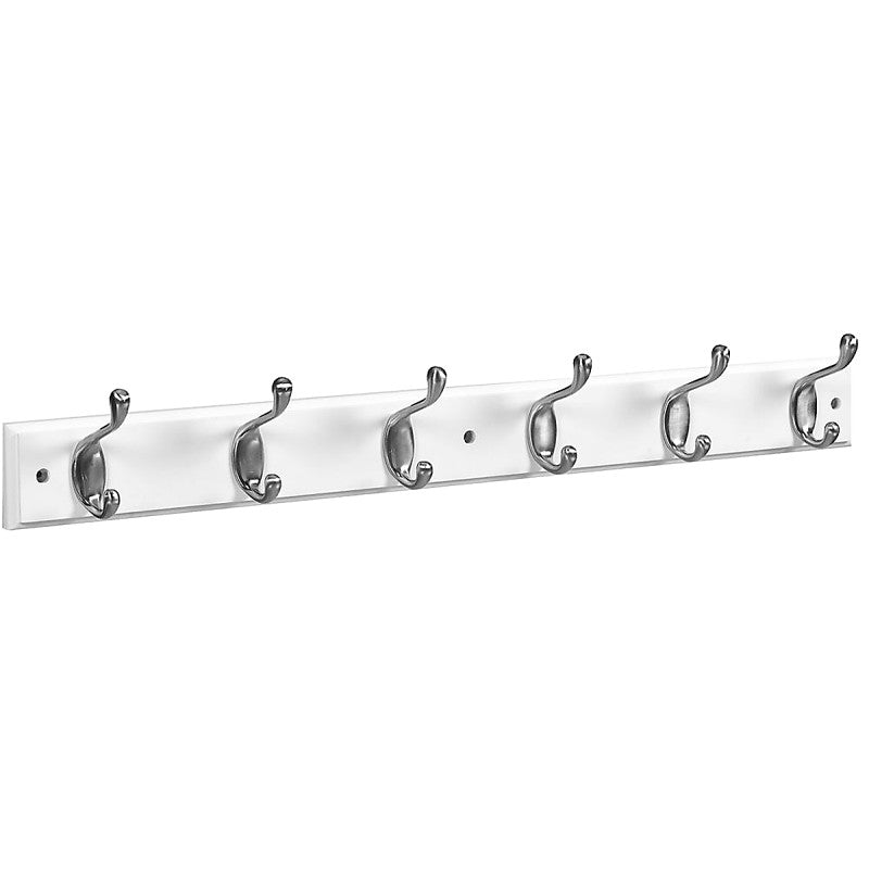 National Hardware B8170 S827-105 Hook Rail, 6-Hook, Wood, Satin Nickel